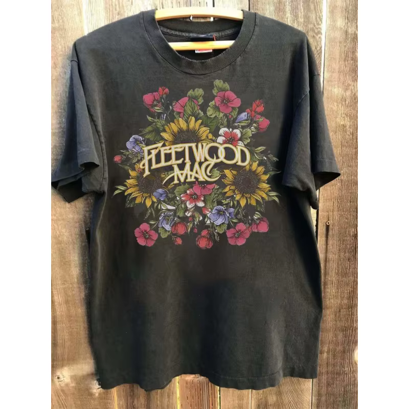 T-shirt à motif Floral Fleetwood Mac pour hommes, T-shirt classique du groupe de rock, T-shirt d'été