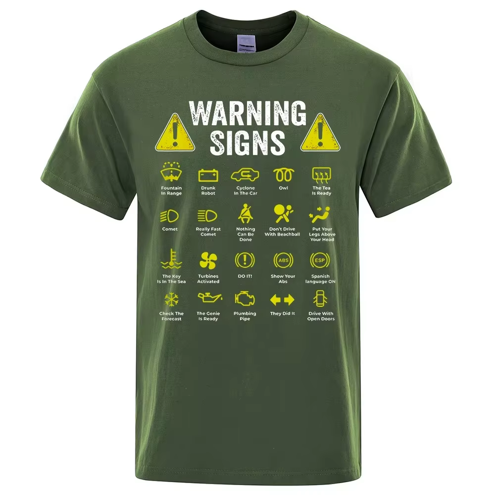 T-shirt en coton pour hommes, avec impression drôle de signes d'avertissement de conduite, cadeau po