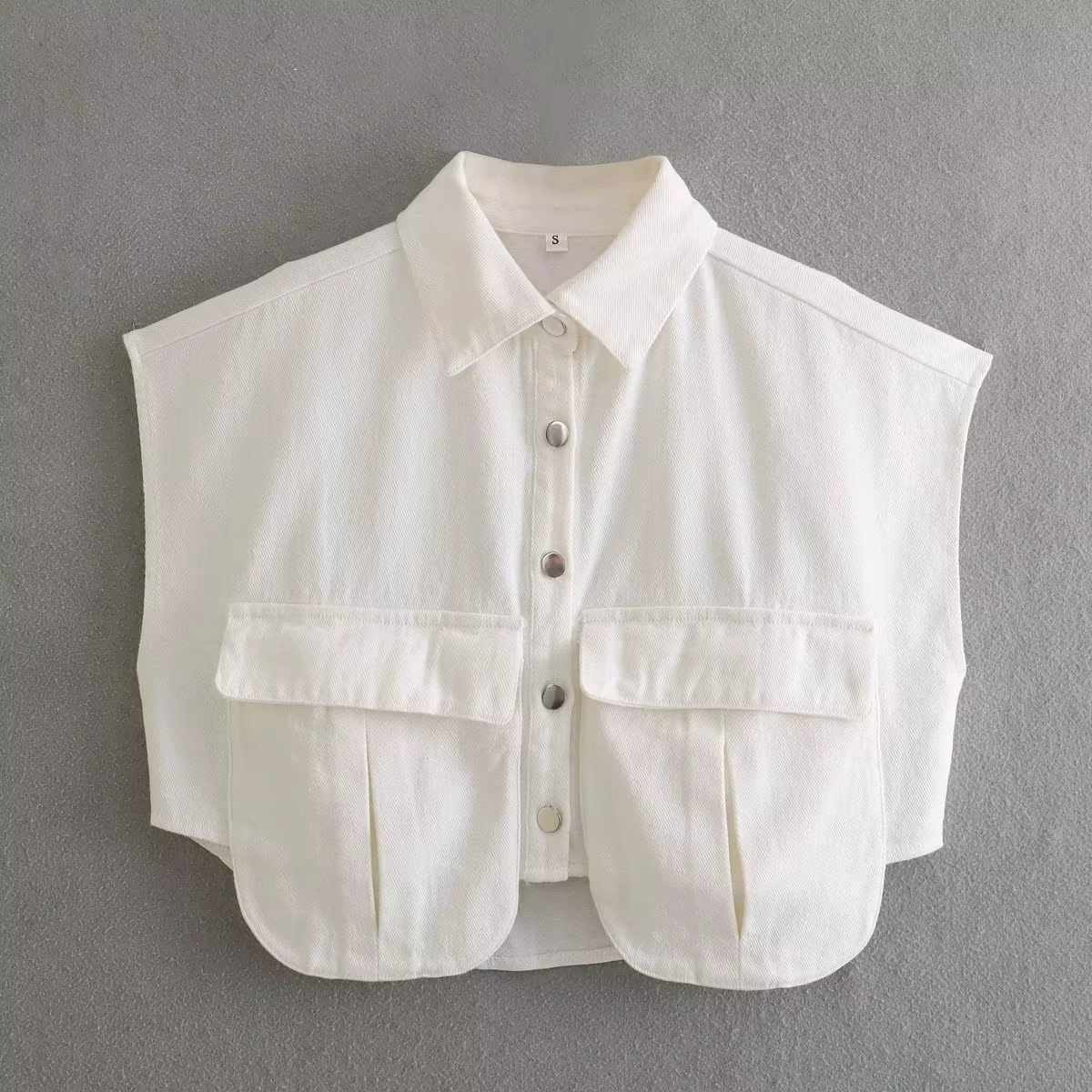 Chemisier court en denim pour femme avec poches, chemise boutonnée, mode féminine, chic, sexy