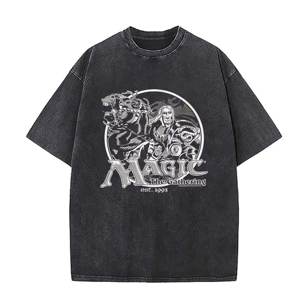 T-shirts délavés jeux de magie rassemblement MTG Hip Hop nouveauté T-Shirt surdimensionné rétro Logo