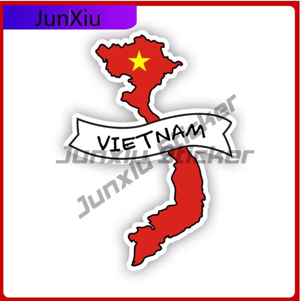 Autocollant mignon en forme de drapeau du Vietnam, décalcomanies protégées contre les UV, décalcoman