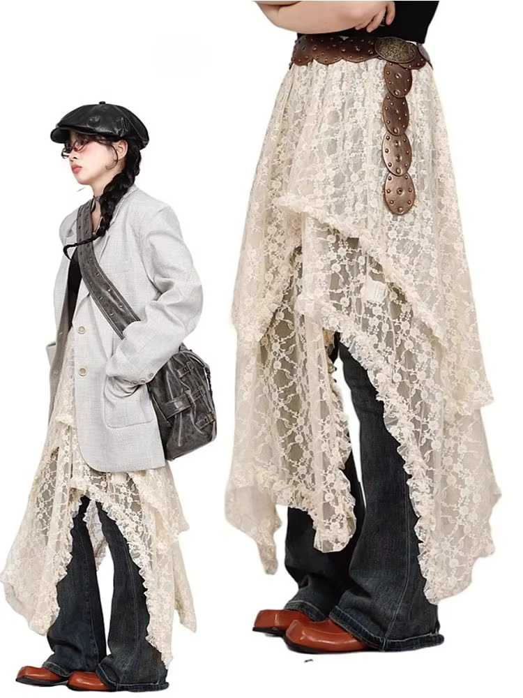 Gilet à bretelles en dentelle Vintage américain pour femmes, T-shirts d'été sans manches, vêtements 