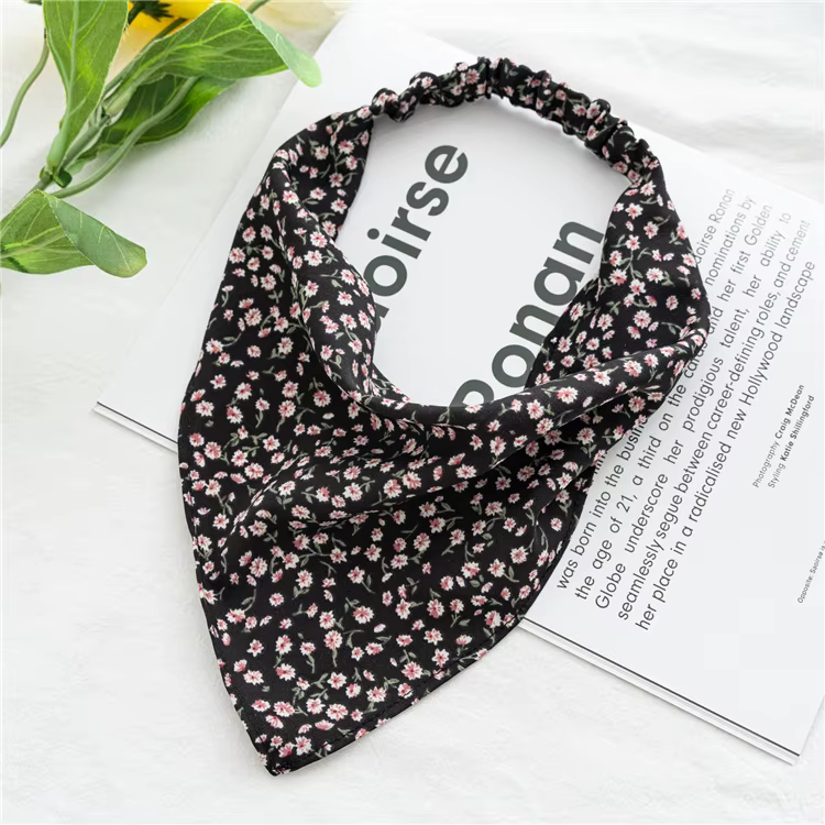 2023 mousseline de soie impression fleur Bandana cheveux écharpe bandeau pour femmes Vintage Long ru