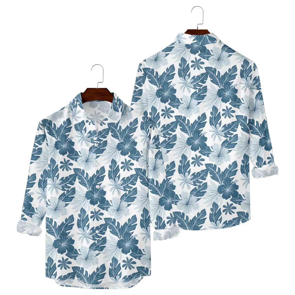 Chemises hawaïennes boutonnées à rayures noires et blanches, imprimé palmier, manches longues, Stree