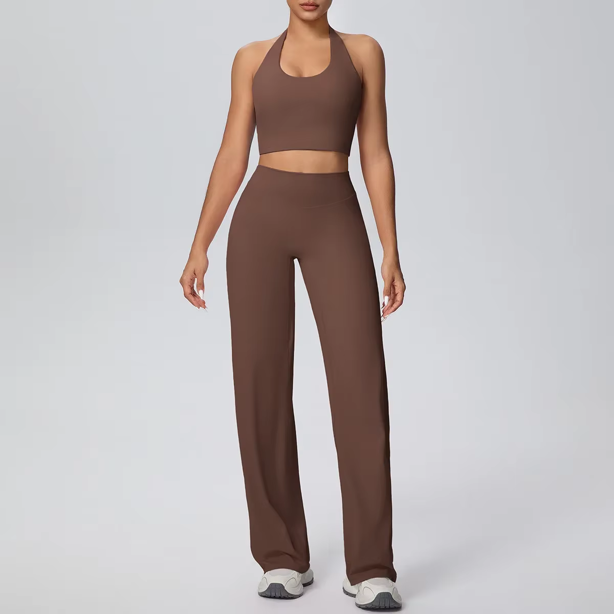 Ensembles de yoga et de sport pour femmes, comprenant un débardeur dos nu brossé et un pantalon tail