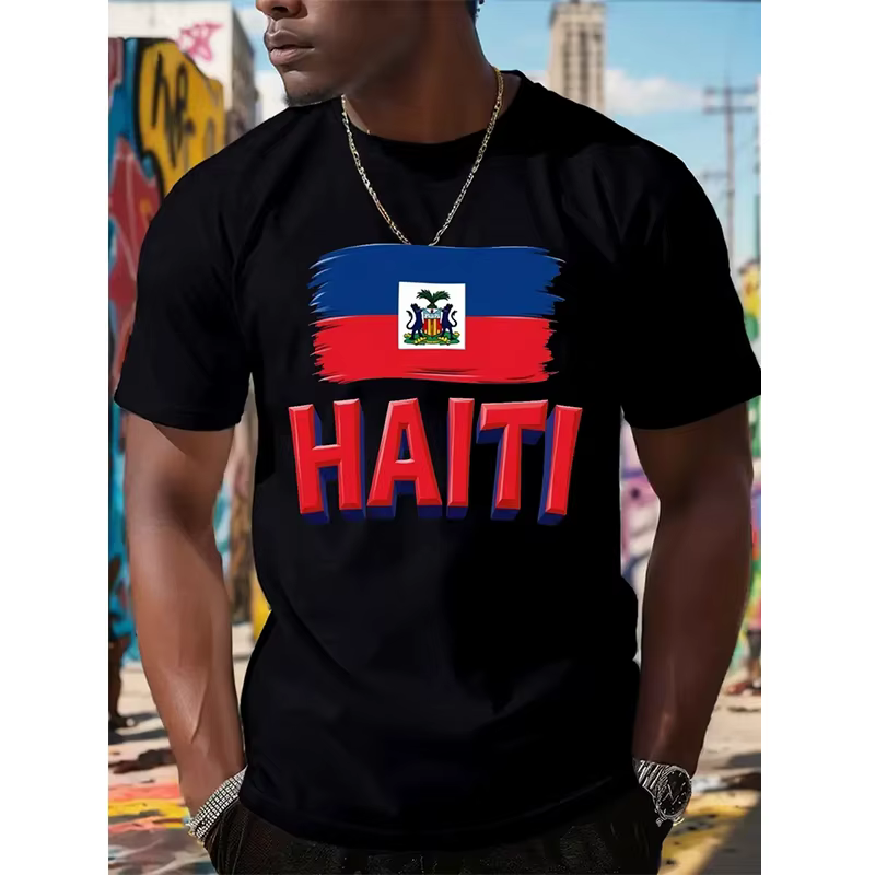 Haïti Football T-shirts hommes sport T-shirts drapeau haïtien rue surdimensionné hauts unisexe décon