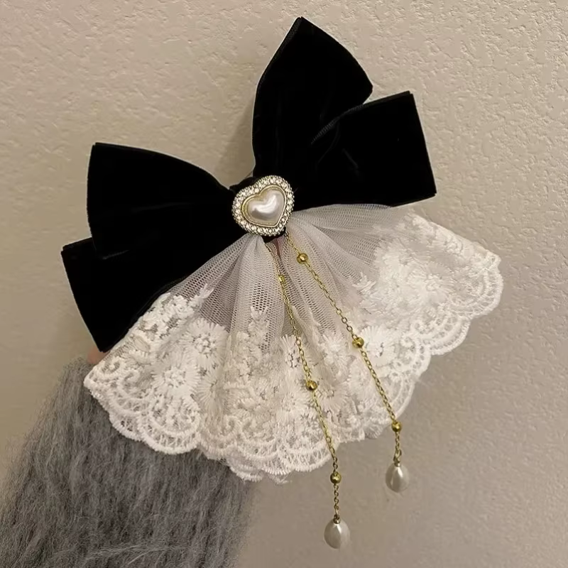 Belle Barrette pour femme en dentelle blanche, ruban de velours élégant, accessoires pour cheveux av