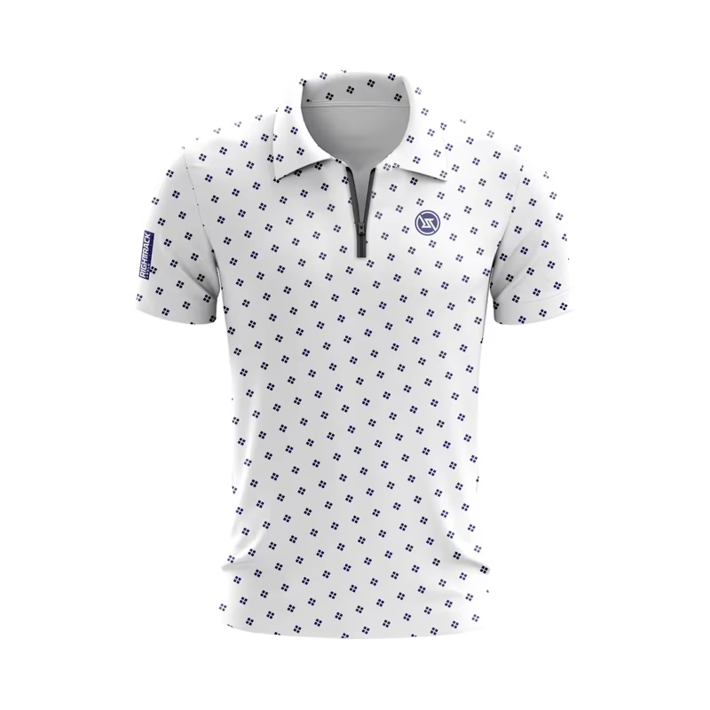 RIGHTTRACK-Polo zippé pour homme, revers imprimé décontracté, golf en plein air, billard, vêtements 