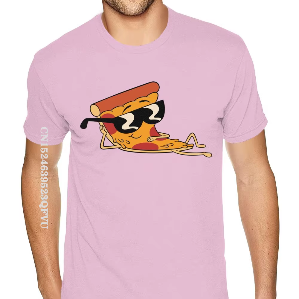 Chemise surdimensionnée Pizza Steve Pose pour hommes, t-shirt Anime, style basique, vêtements de sty