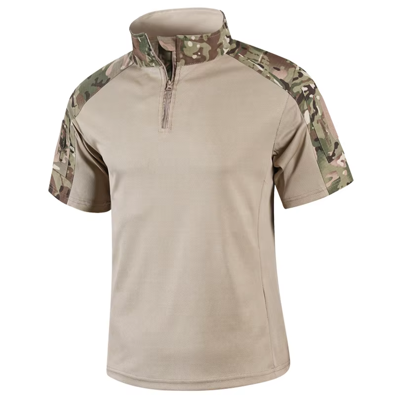 Chemise tactique camouflage pour hommes, t-shirt de combat à manches courtes, séchage rapide, camouf