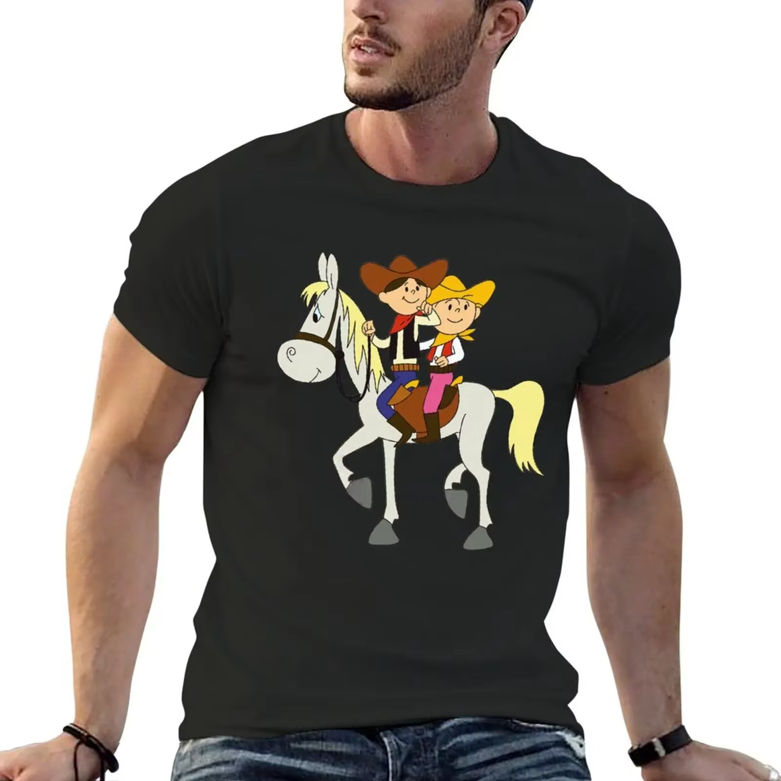 Bolek I Lolek Cowboys T-Shirt pour hommes, graphique, scopique, mignon, médicaments, surdimensionné,
