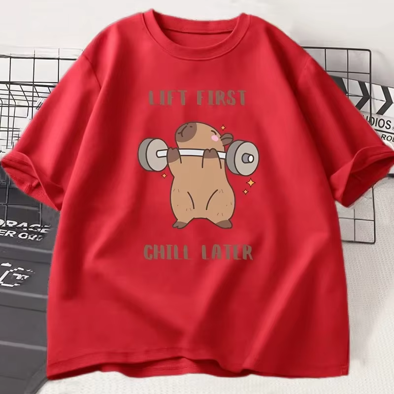 T-shirt de sport Capybara pour femme, haut de fitness unisexe, mode Harajuku Kawaii, vêtements Y2K p