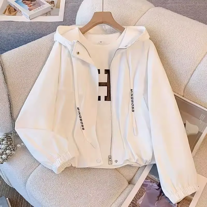 Veste à capuche pour femme, nouvelle collection printemps-automne 2026, manteau court à manches long