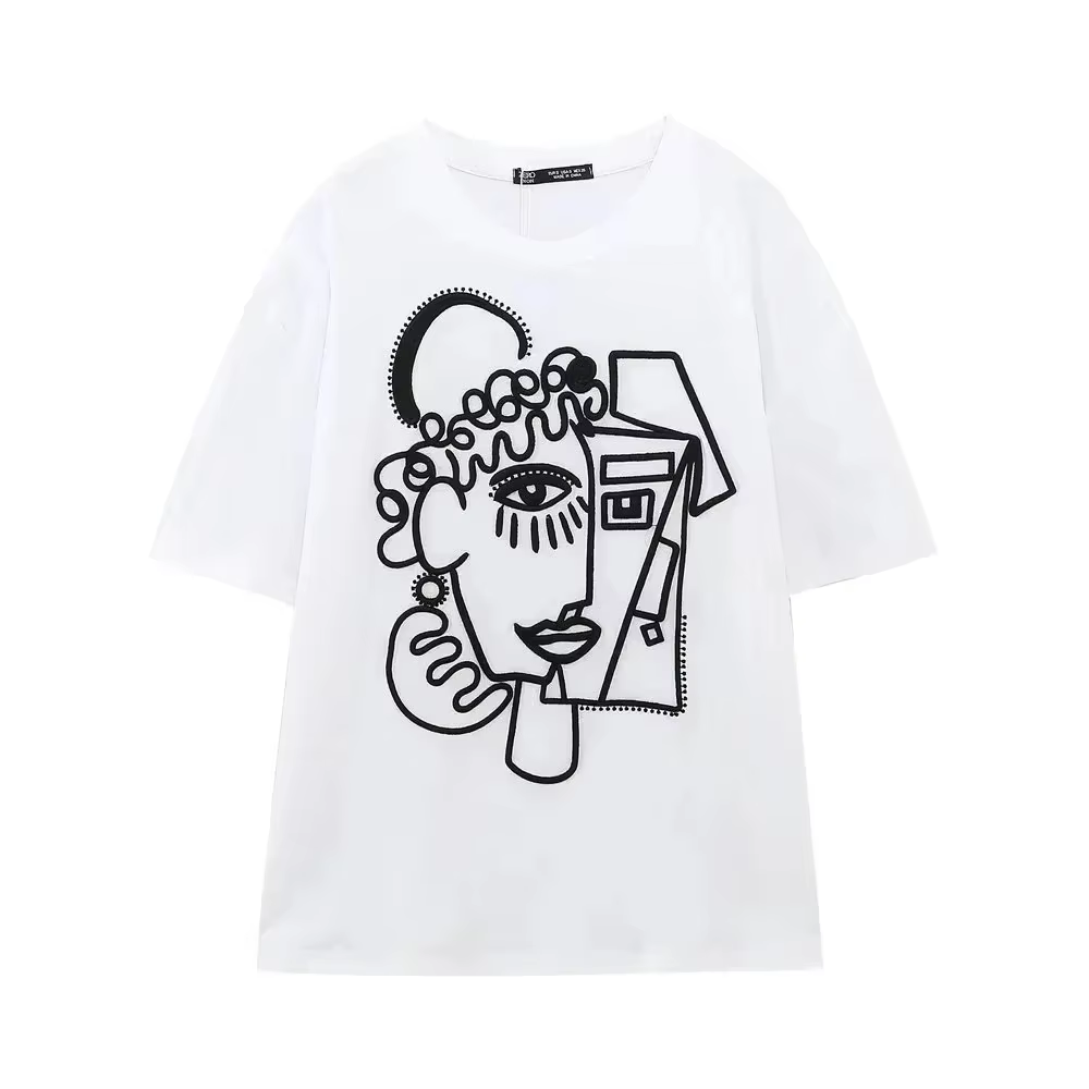 TRAFZR femmes T-shirts été 2025 Y2k Streetwear mode filles à manches courtes t-shirt col rond pour f