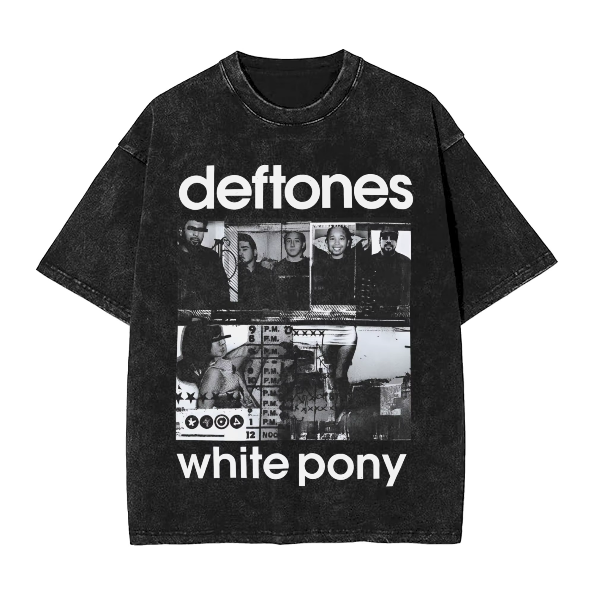 Nouveauté vêtements pour hommes Ohms poney blanc Deftones groupe de Rock lavé à manches courtes col 