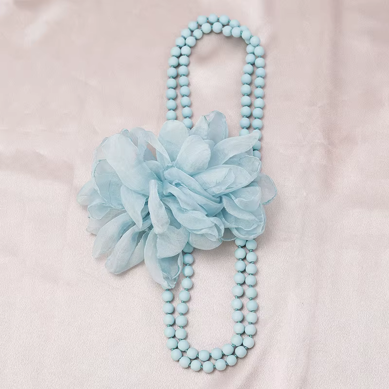 Collier long bohème élégant à grandes fleurs, collier rétro perlé, accessoires vestimentaires, bijou