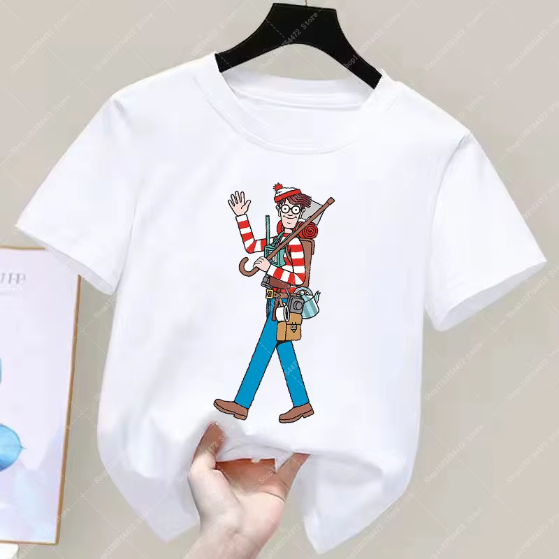 T-shirt décontracté pour enfants, dessin animé, où est Waldo, t-shirt mignon pour enfants, garçons e
