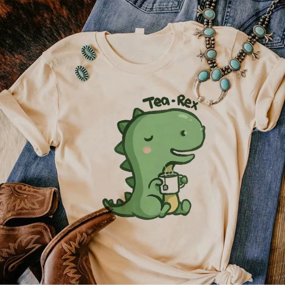 T-shirt dinosaure pour femmes, streetwear, humoristique, graphique, bande dessinée, vêtements, 600