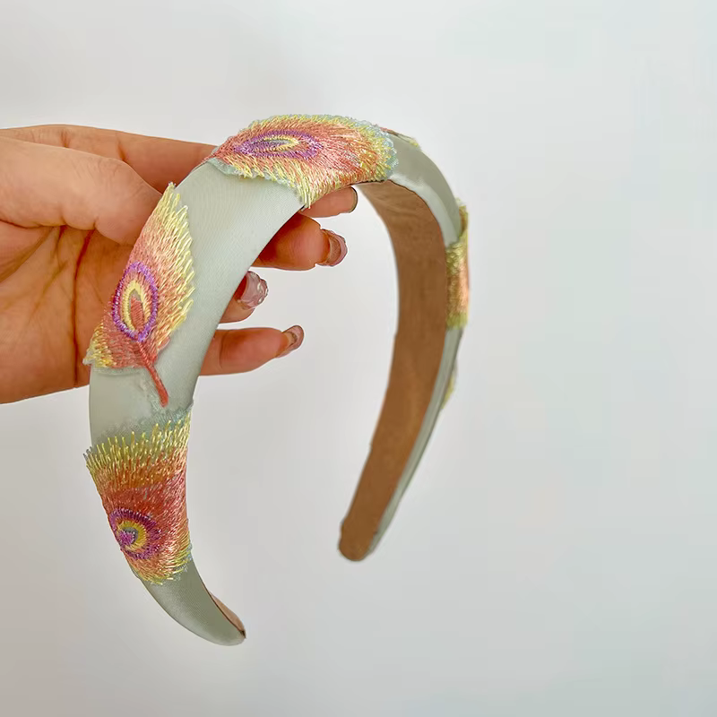 Phoenix-Accessoires pour cheveux en plumes pour femmes, cerceaux pour cheveux, chouchous brodés pour