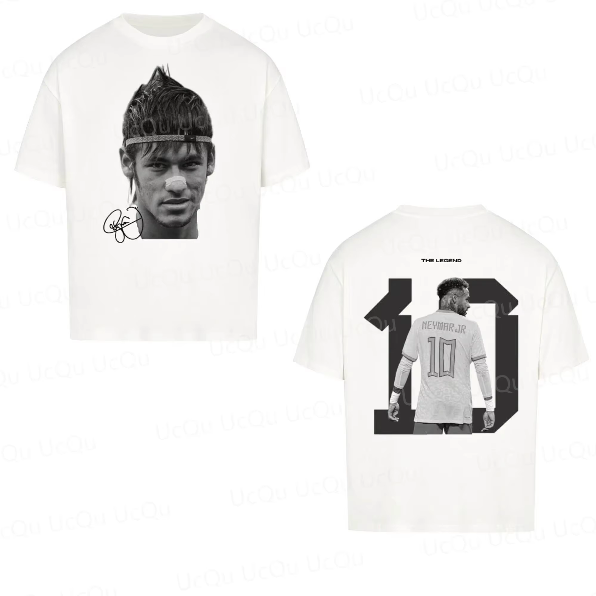 T-shirt en coton à manches courtes imprimé Neymar Star du football américain pour hommes et femmes, 