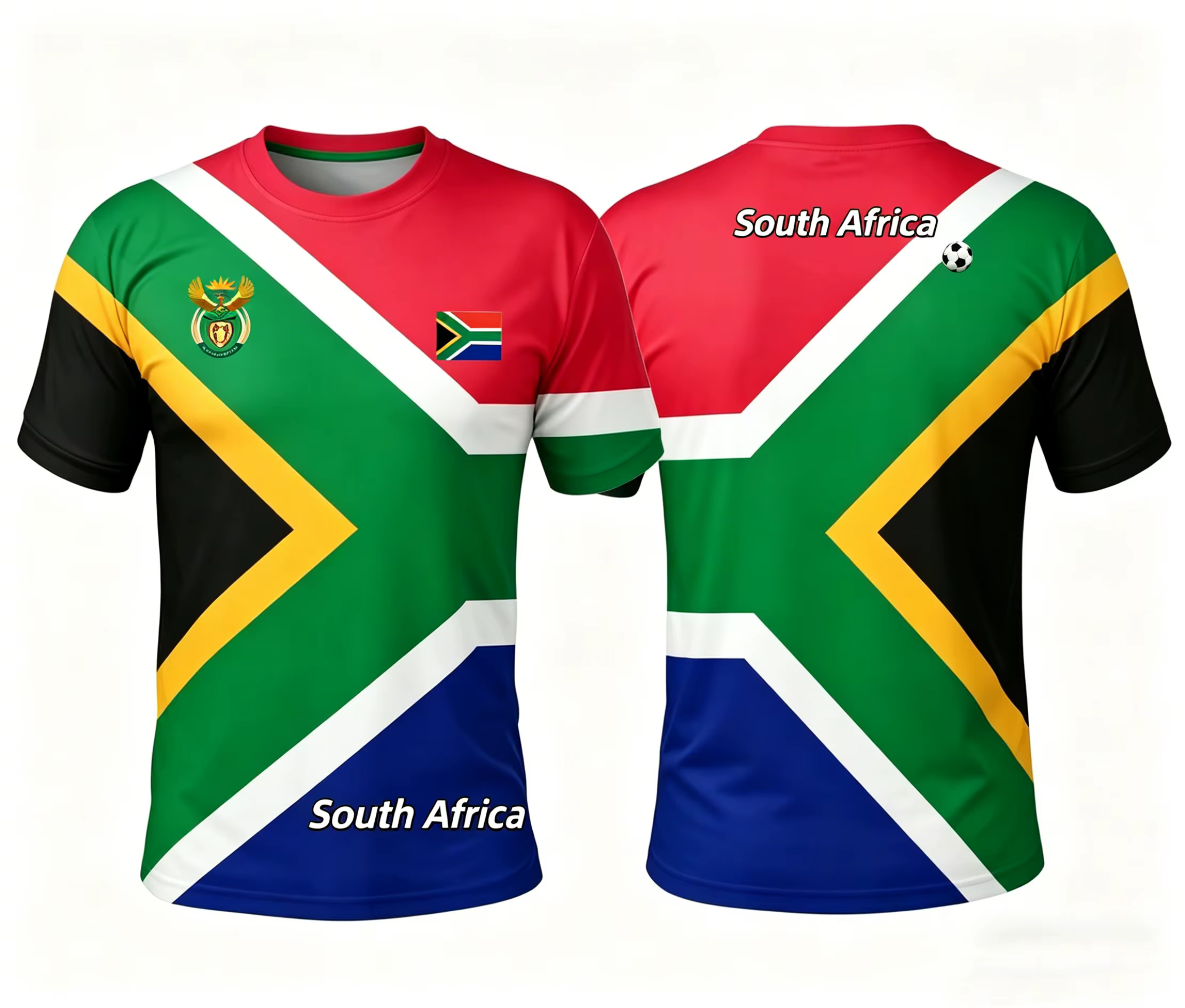 T-shirts de football d'Afrique du Sud, mode estivale, manches courtes, drapeau d'Afrique du Sud impr