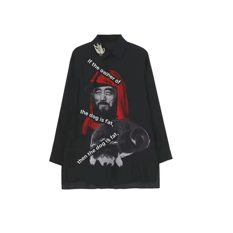 Chemise de style YAMAMOTO 26AW, haut imprimé à motif floral rouge pour hommes et femmes, chemise amp