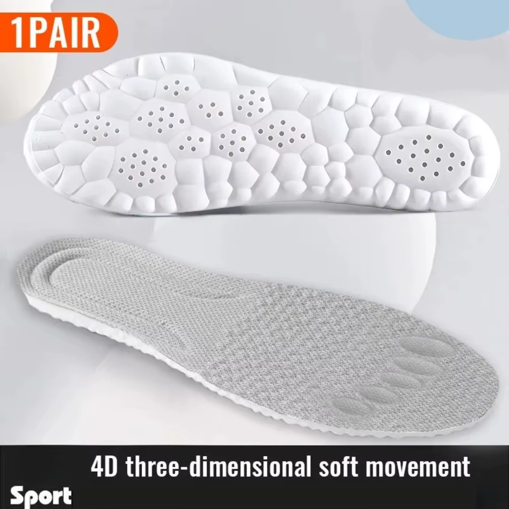 Semelles de sport - Semelles respirantes antibactériennes à absorption des chocs élastiques 4D - Sem