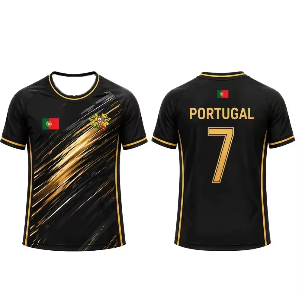 Maillot de football Portugal 2026 pour hommes, femmes et enfants – T-shirt rayé imprimé 3D respirant