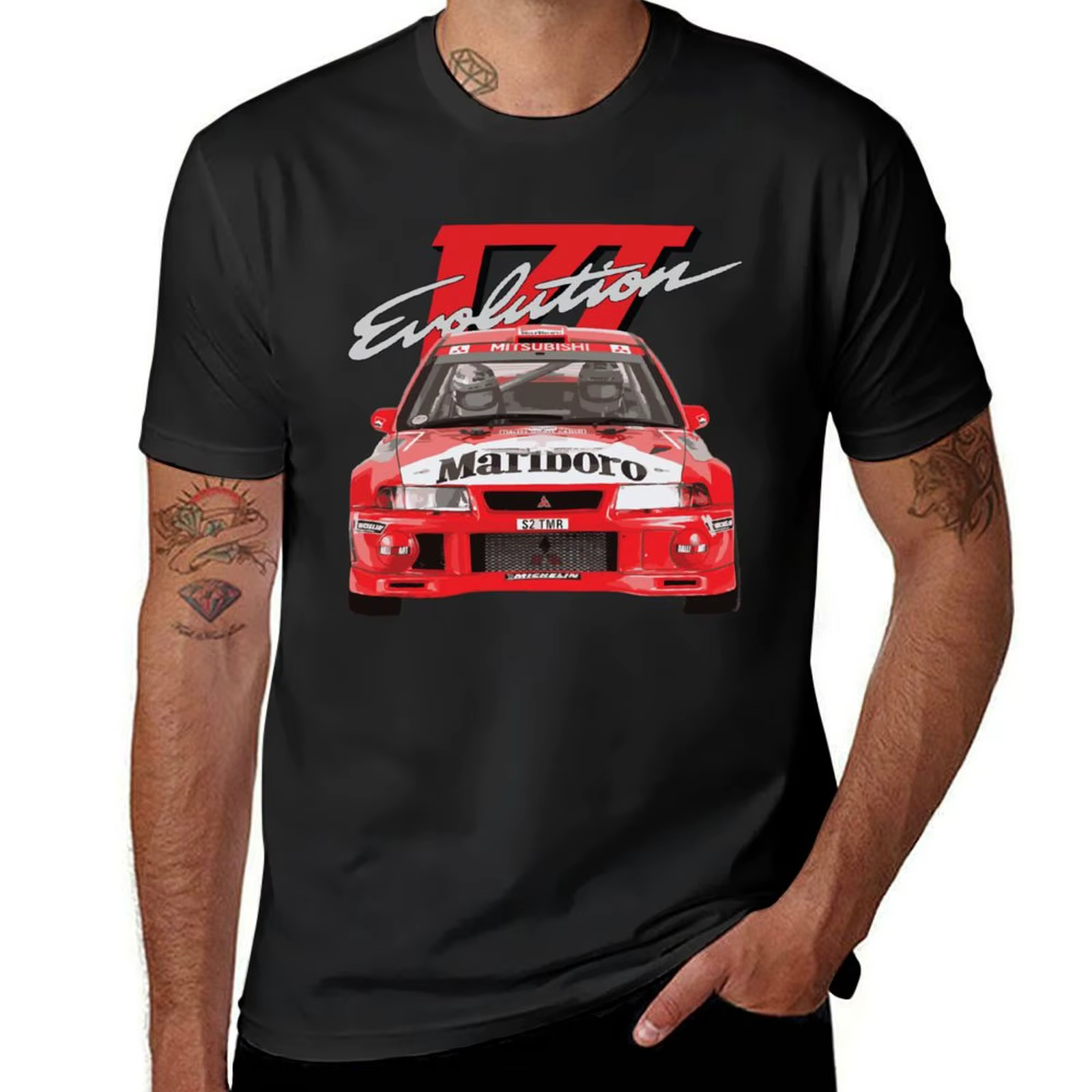 T-Shirt Surdimensionné pour Homme, Evo 6 VI Tcloser WRC RAcomparaisons ART Mitsubish Evolution Enkei