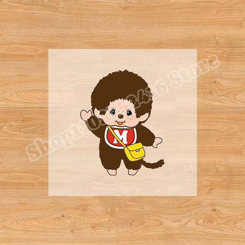 Monchhichi T-shirt à manches courtes pour enfants, haut décontracté d'été à col ras du cou pour fill