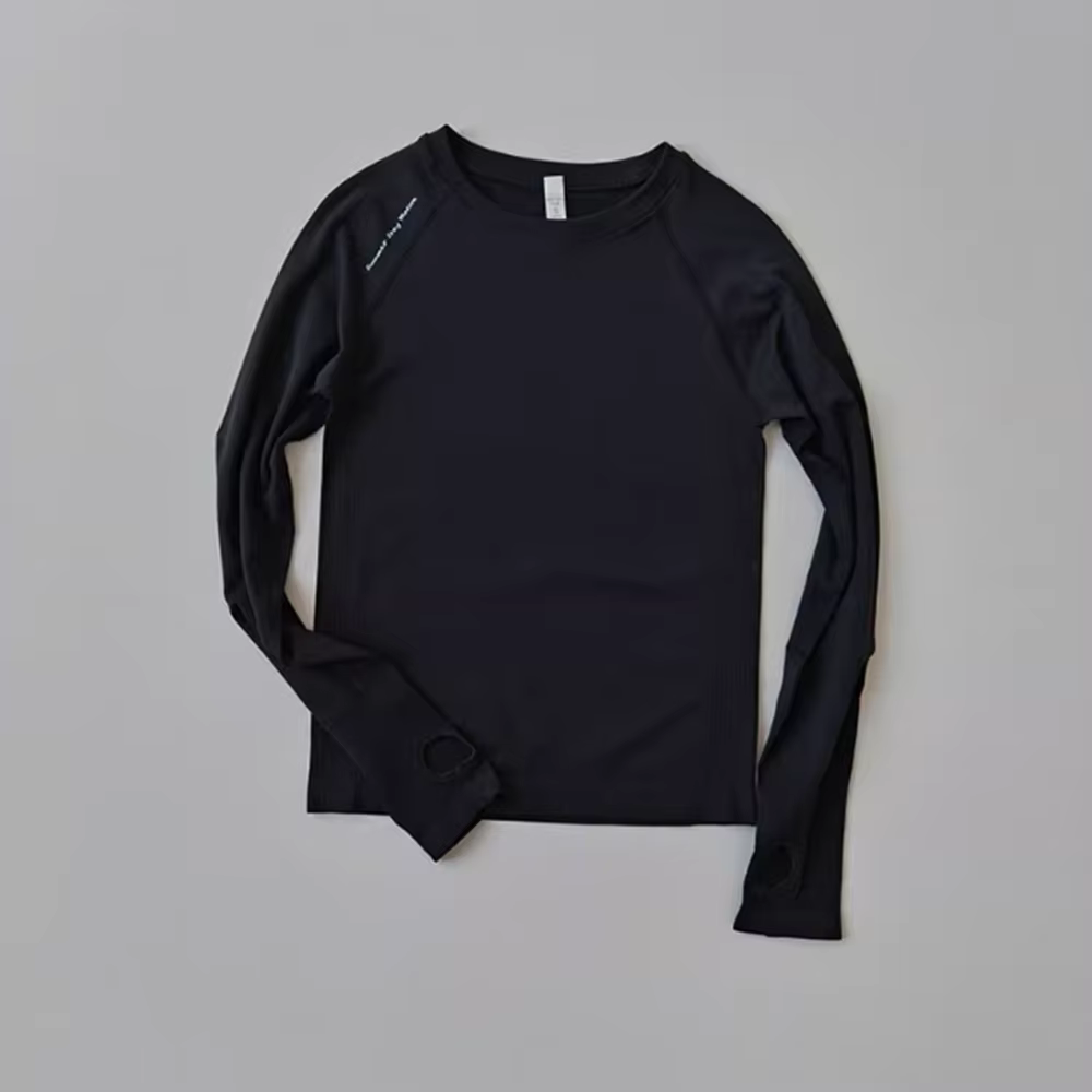 Chemise d'entraînement coupe ajustée pour femmes, haut extensible à manches longues, t-shirt de cour