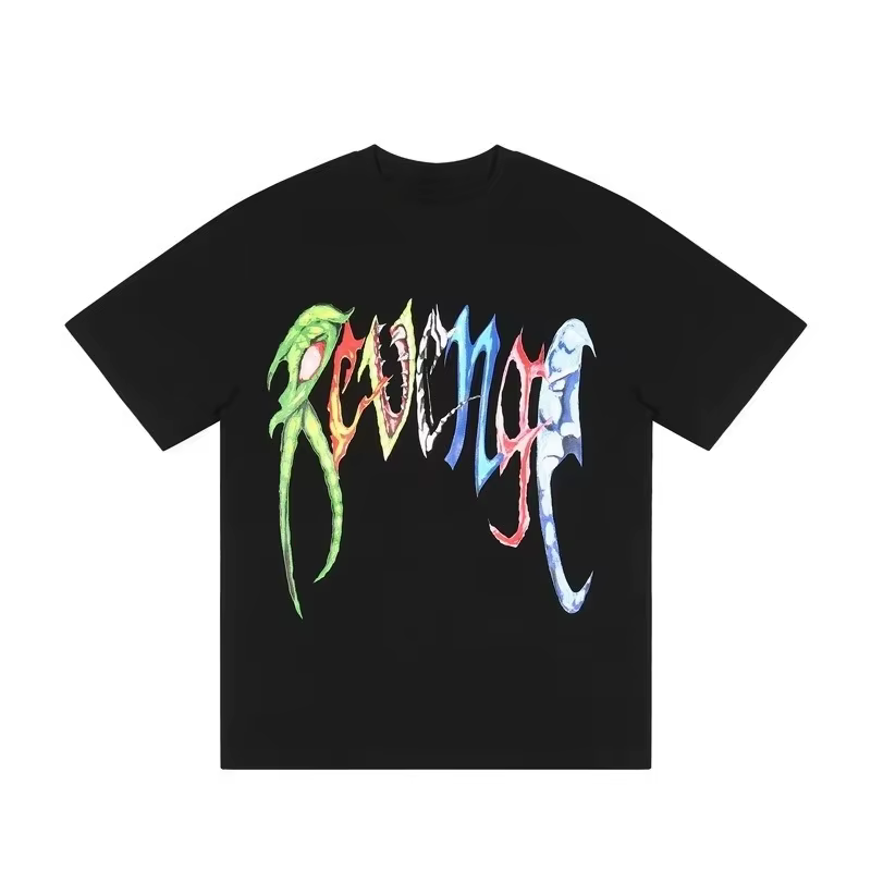 T-shirt à motif graphique effet métal 2D style gothique, hauts noirs streetwear à imprimé lettres au