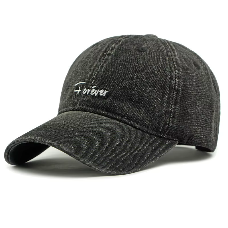 Casquette Snapback Printemps-Été en Denim Lavable Brodé pour Hommes et Femmes – Casquette de Basebal