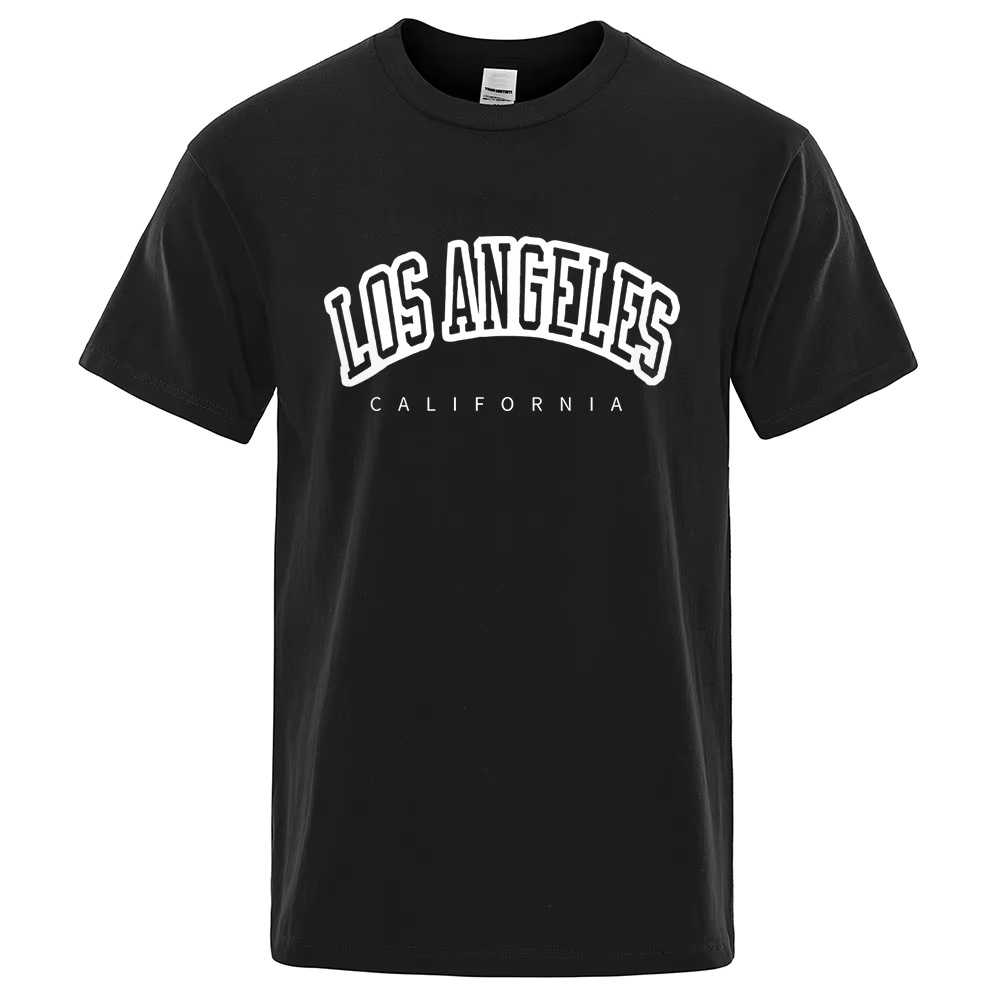 T-Shirt en coton respirant pour homme, ample et surdimensionné, avec lettres de la ville américaine 