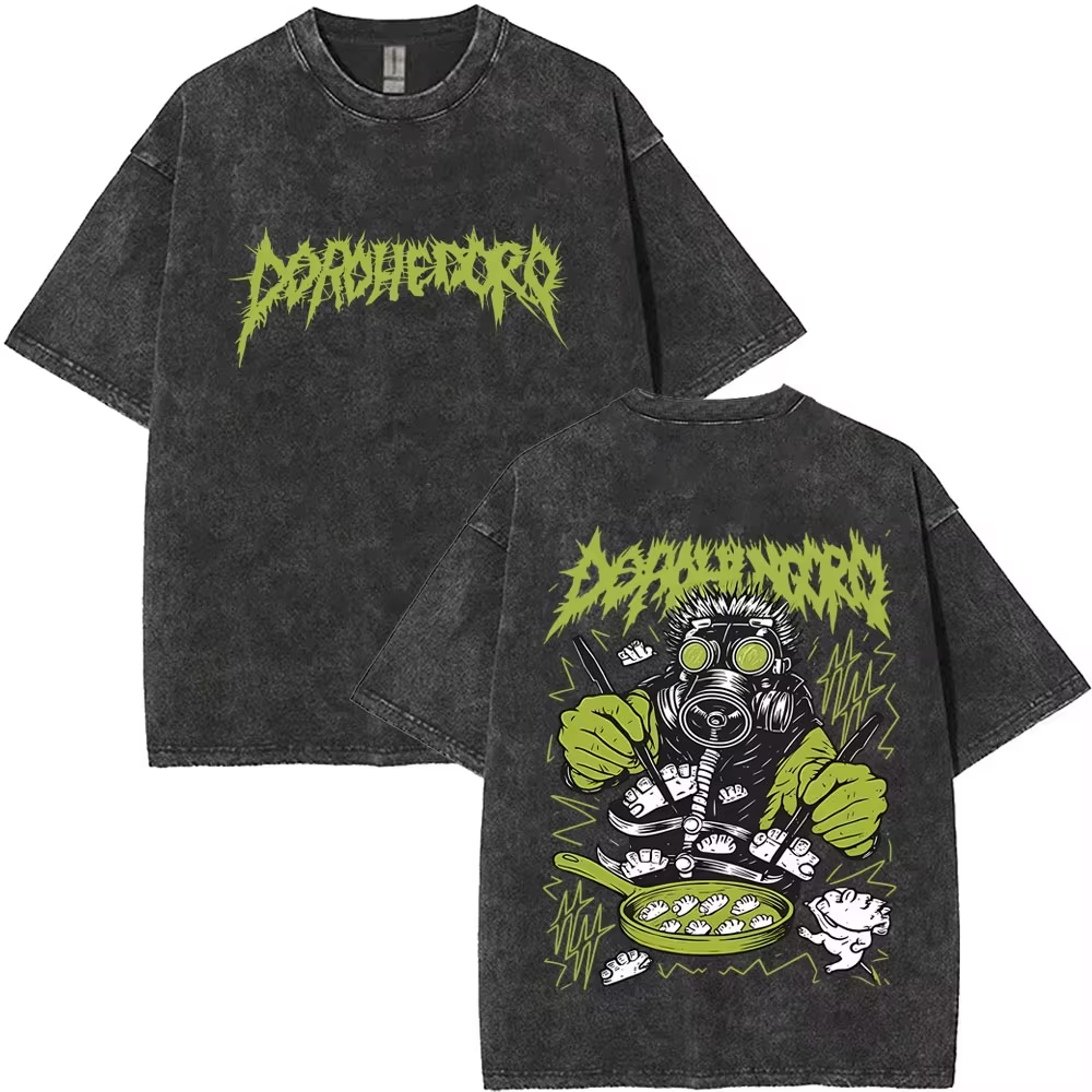 T-shirt imprimé Dorohedoro délavé, surdimensionné, unisexe, style Harajuku, streetwear tendance, en 