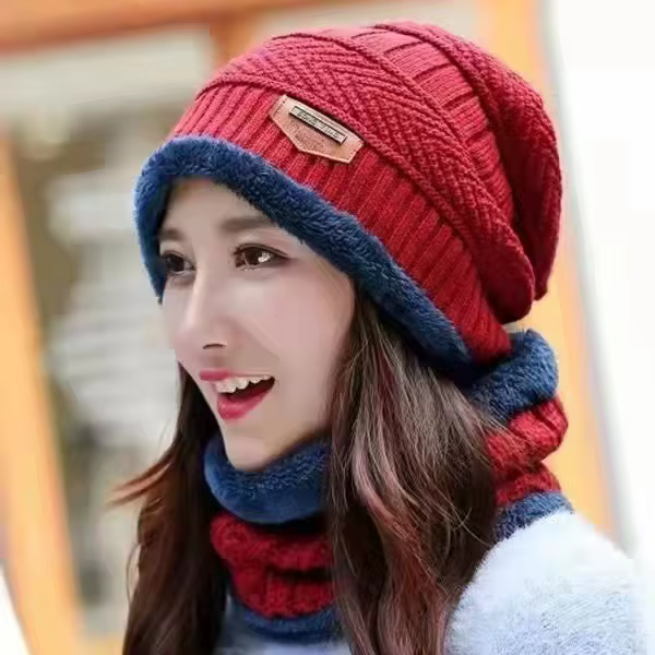 Chapeaux d'hiver en tricot pour hommes, chapeau en velours, écharpe en molleton de corail, chapeau d