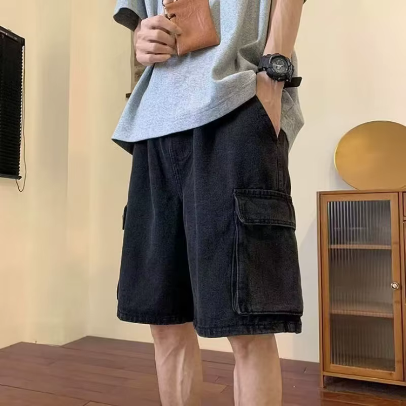 Été nouveaux shorts en jean pour hommes vêtements de rue rétro coréen Harajuku poche jeans shorts hi