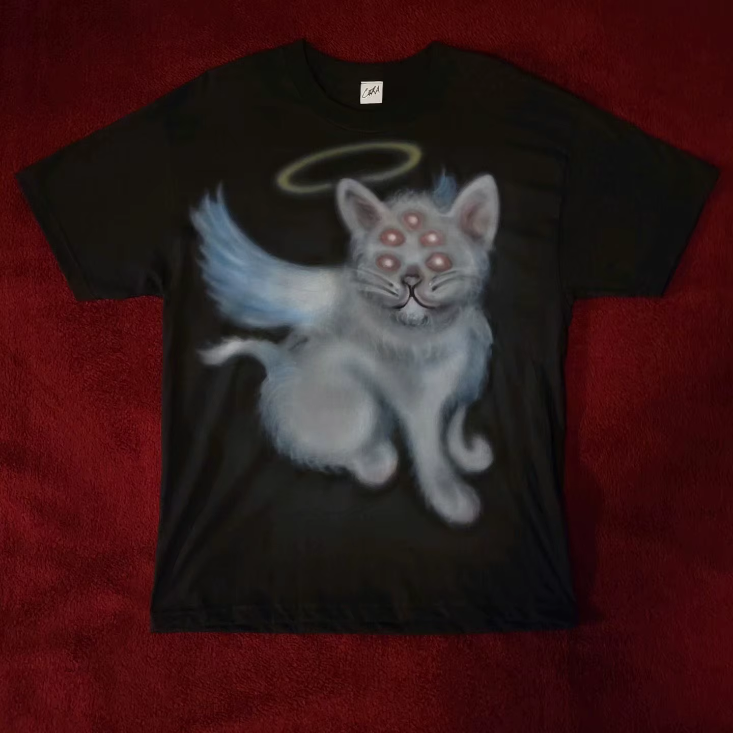 T-shirt décontracté vintage pour hommes, streetwear populaire, hip-hop, démon, chat, américain, hara