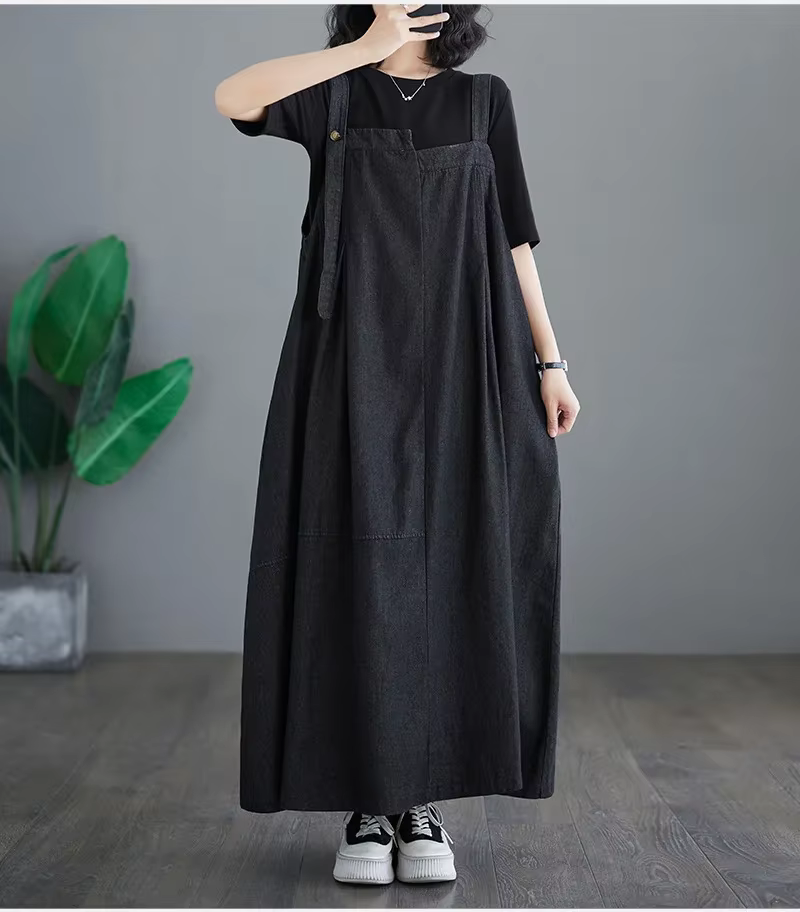 Robe longue à bretelles pour femme grande taille, nouvelle collection 2026, style vintage, ample et 