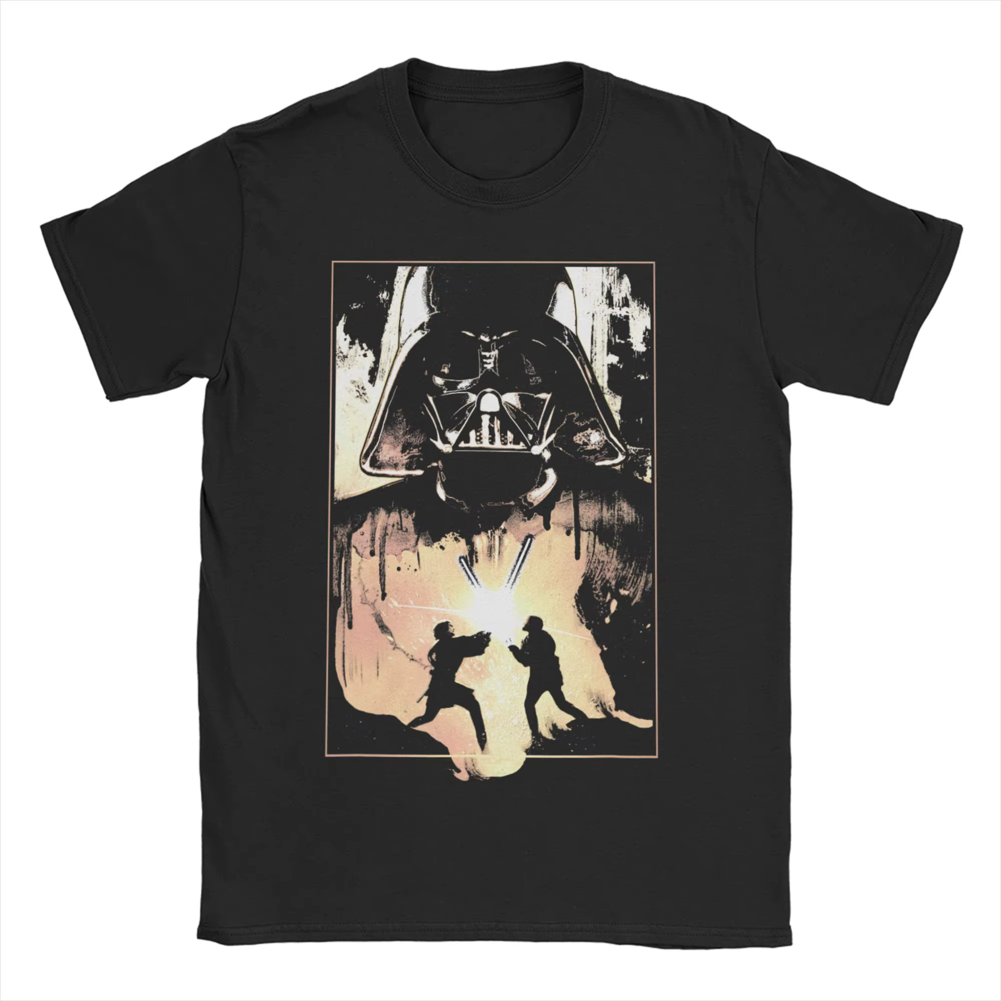 T-shirts pour hommes avec silhouettes de combat de Darth Maul, Anakin Skywalker et Obi-Wan, 100% cot