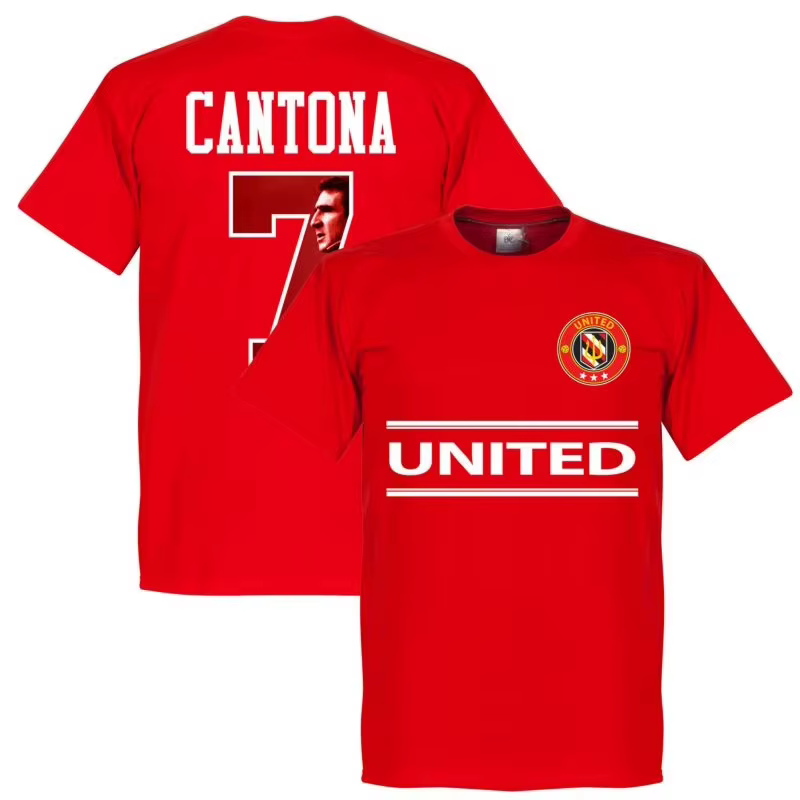 T-shirt de football en coton imprimé pour homme, édition commémorative Cantona 7 du Manchester Unite