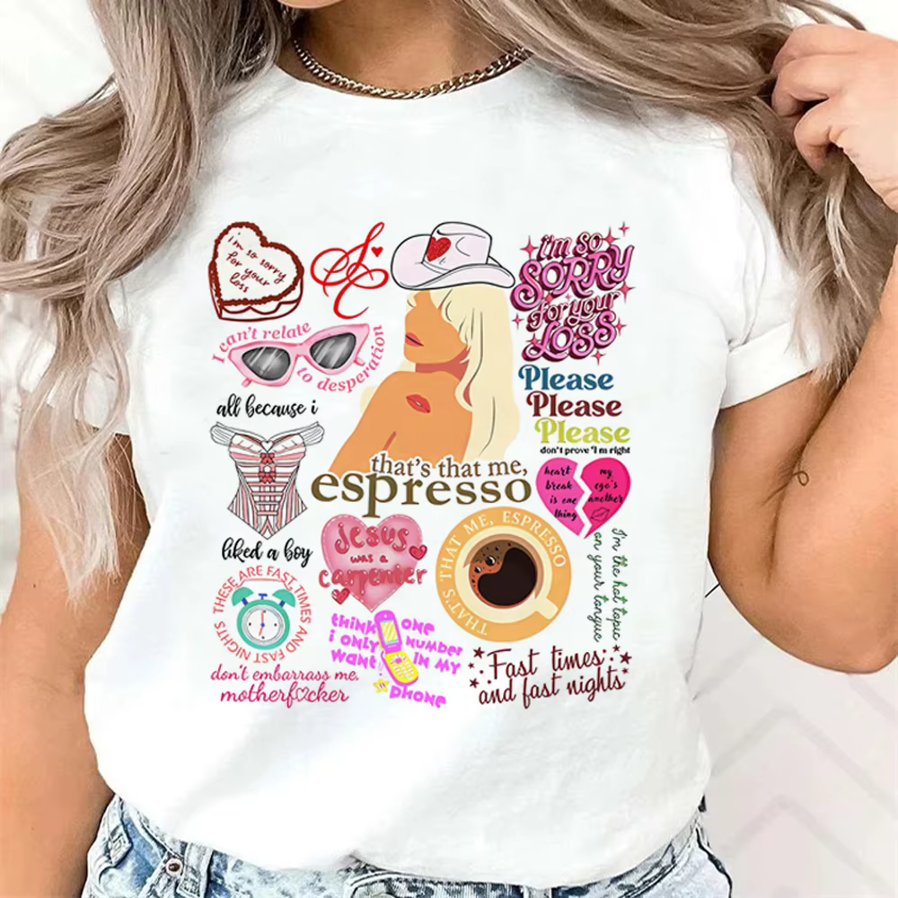 Sabrina Carpenter t-shirt fille graphique anime hip hop Punk streetwear t-shirt psychédélique années