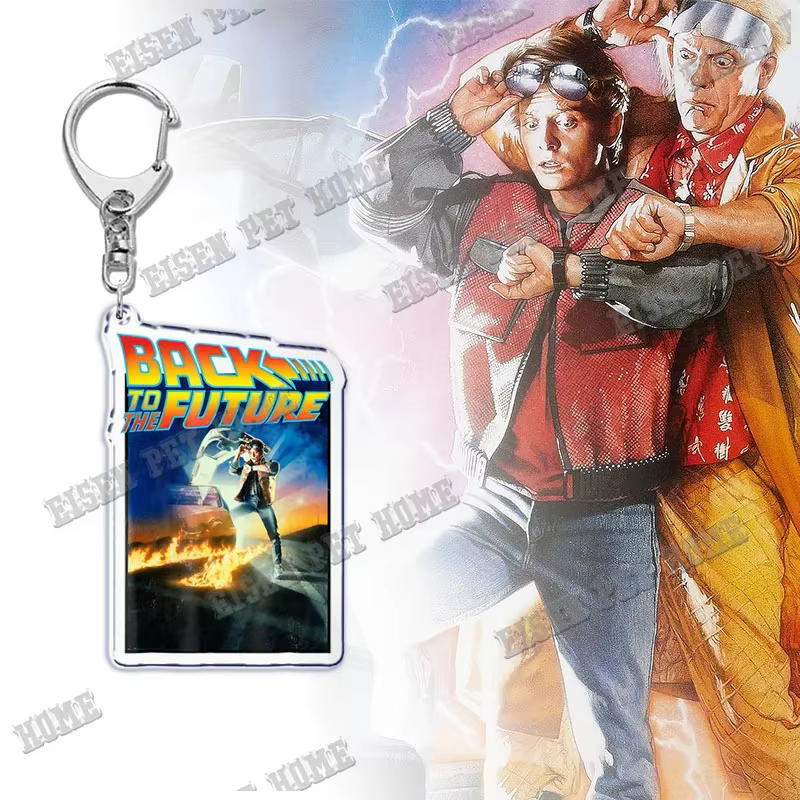 Film retour vers futur porte-clés pour accessoires sac Art Vintage pendentif porte-clés anneau amour
