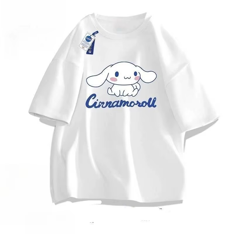 T-shirt à manches courtes Cinnamoroll, imprimé mignon, respirant, séchage rapide, résistant aux plis