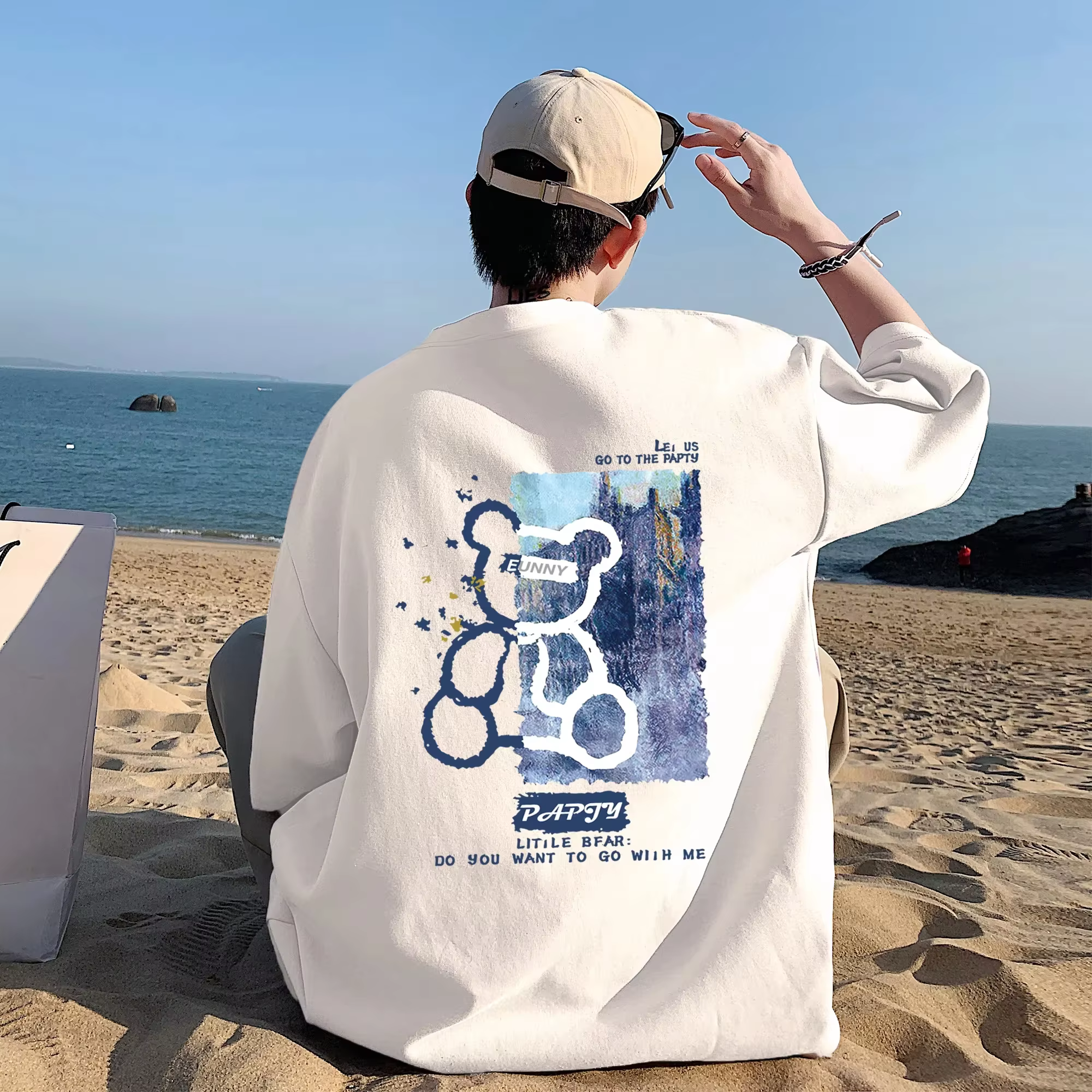 T-Shirt d'été à manches courtes pour hommes, imprimé rafraîchissant, en coton, de haute qualité, hau