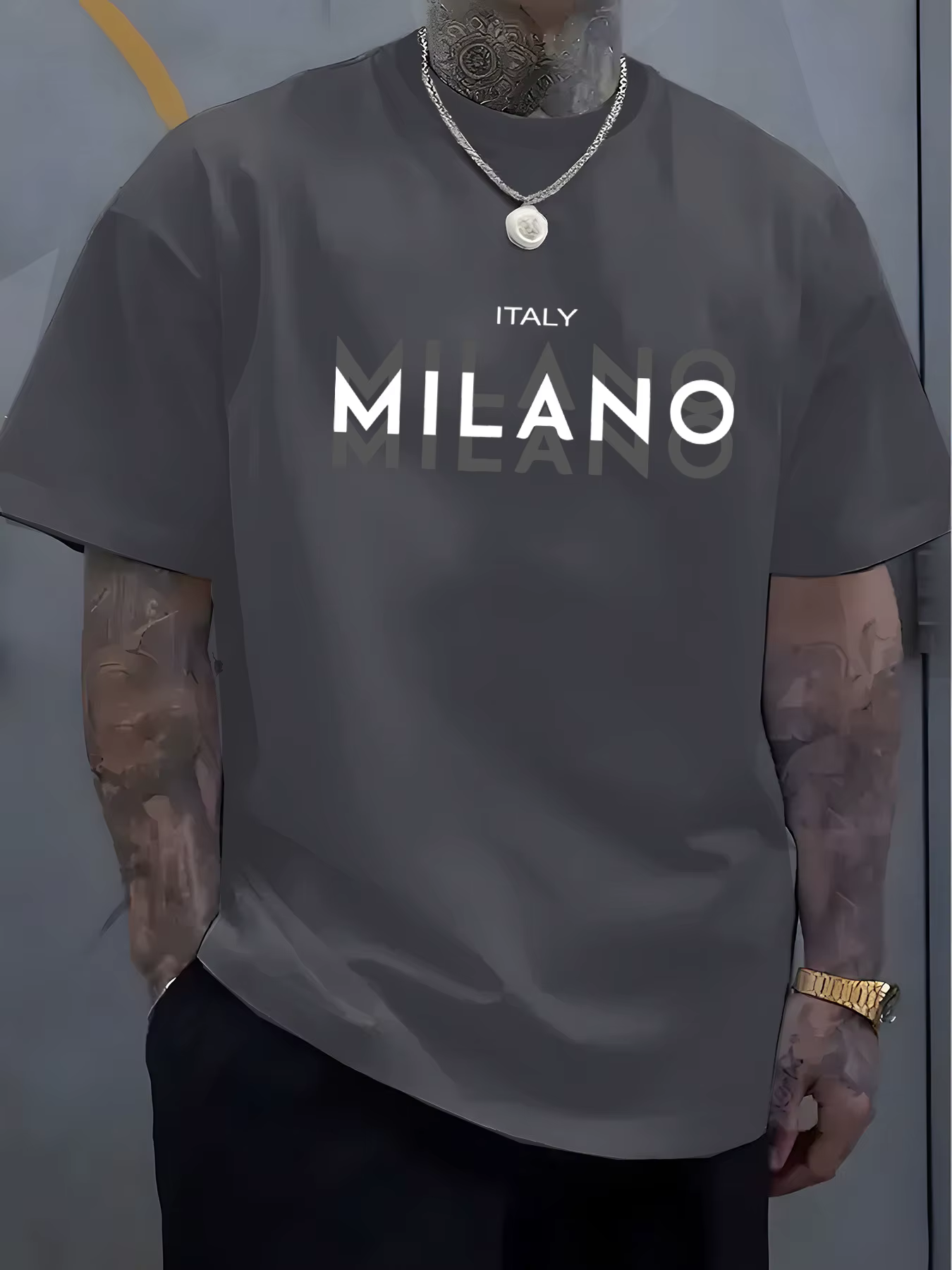 Été hommes 100% pur coton décontracté coupe ample grande taille italie MILANO imprimé confortable co
