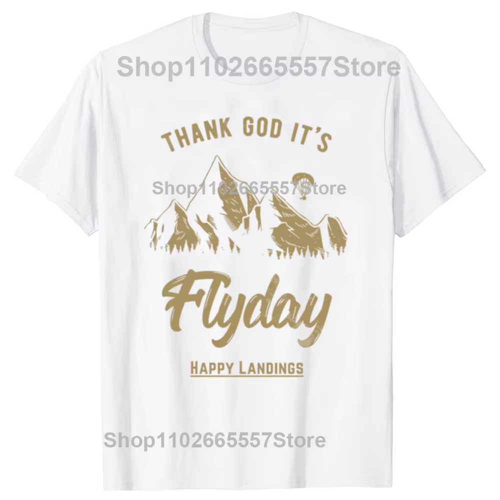 T-shirt rétro Thank God It's Flyday pour hommes, 100% coton, mode décontractée, drôle, parapente