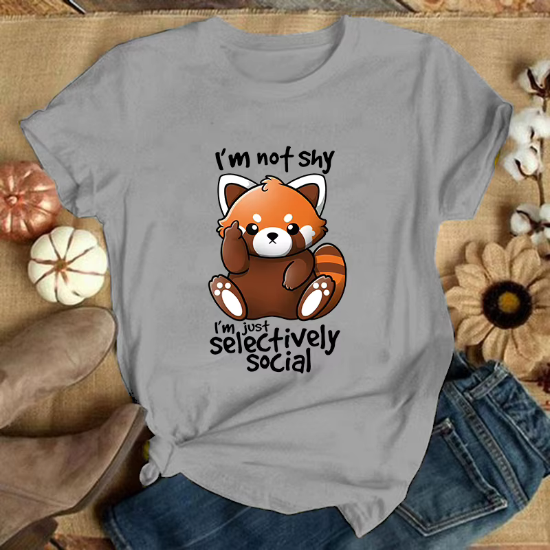 (T-shirt Premium) Panda je ne suis pas timide je suis juste sélectionnellement Social imprimé T-Shir