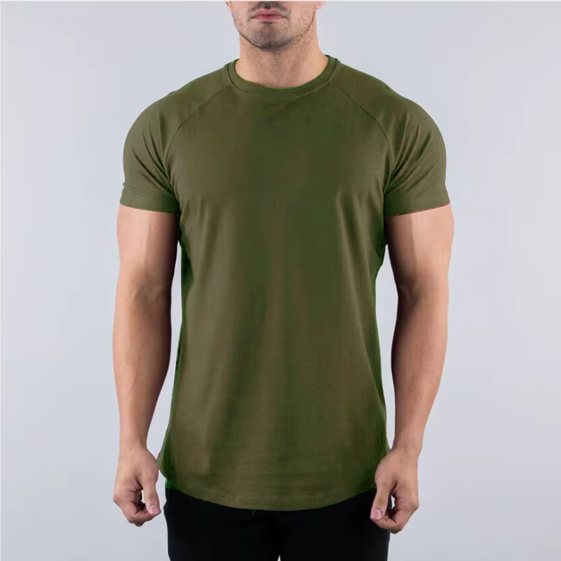 T-shirt de gymnastique en coton pour hommes, vêtements de Fitness d'été, col rond, manches courtes, 
