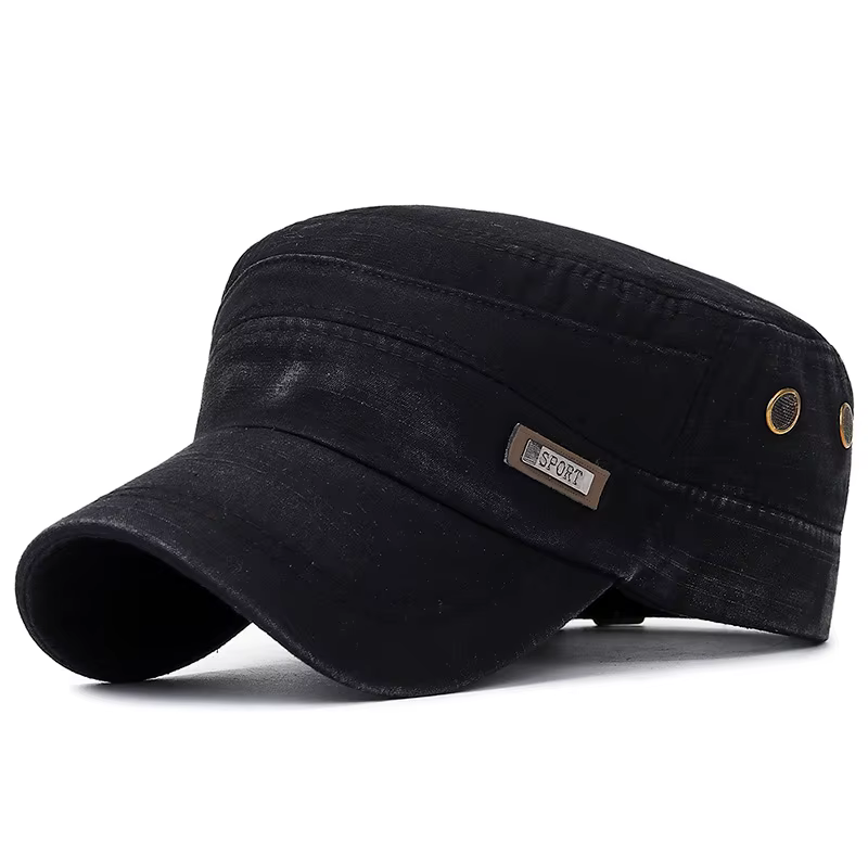 Casquettes militaires en coton lavé Vintage, casquette de Baseball à dessus plat, ajustable, plus ép